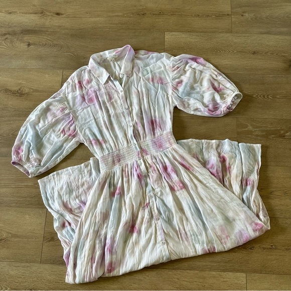 Z Supply Tie Dye Maxi Dress Button Down Front Sz M - Picture 5 of 13